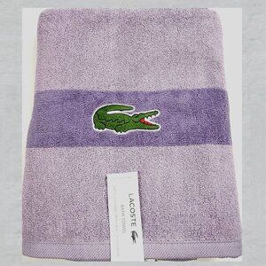 LACOSTE Big Crocodile Purple Bath Towel Measures 30" x 52"